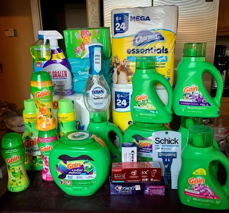 Gain-heavy haul — Fabuloso, Charmin, Schick & Crest stacked