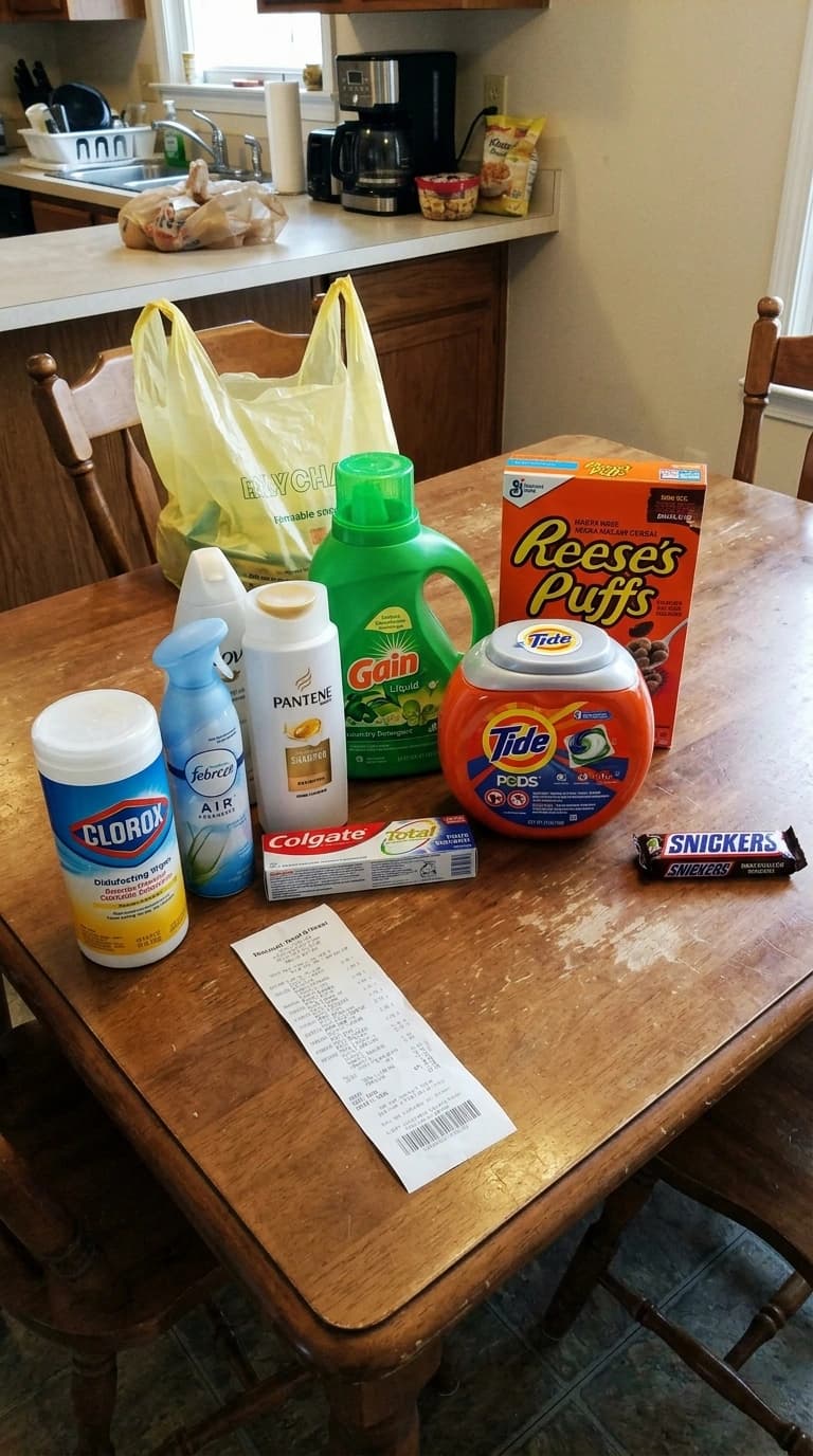 My first coupon haul ever — Tide, Gain, Clorox & snacks!
